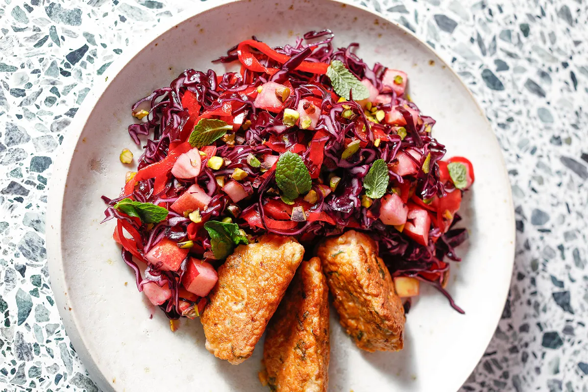 Tour de France Pro Chef Hannah Grant shares five powerful new recipes - Salmon Fish Cakes with Red Cabbage Salad